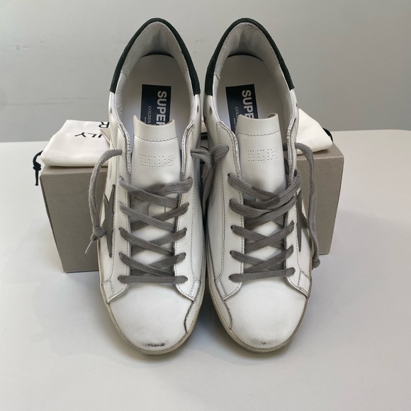 Golden Goose Superstar Sneaker White Leather/Green Suede/Gray sz 41 New in Box - Picture 7 of 13